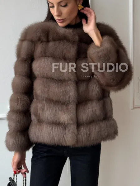 Шуба из меха куницы Truffle с воротником шанель - фото 4