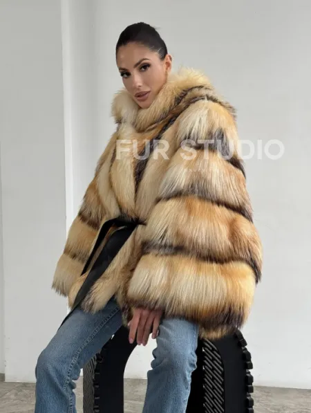 Шуба из меха лисы «Golden fox» - летучая мышь - фото 5