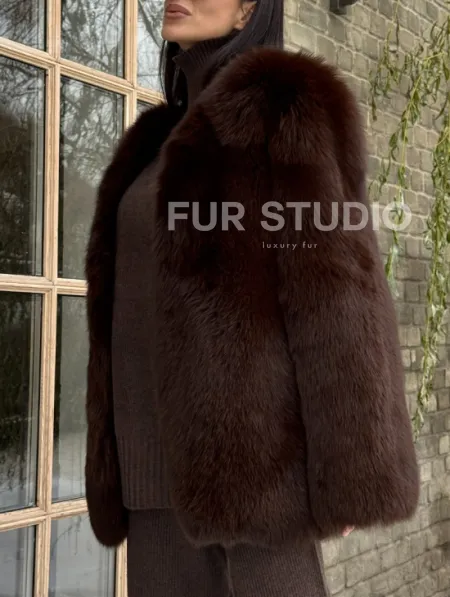 Шуба из меха песца цельные пластины Brown - фото 3