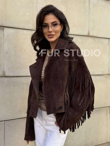 Кожаная куртка с бахромой - фото 5