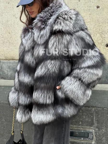 Шуба из чернобурки воротник стойка - фото 9