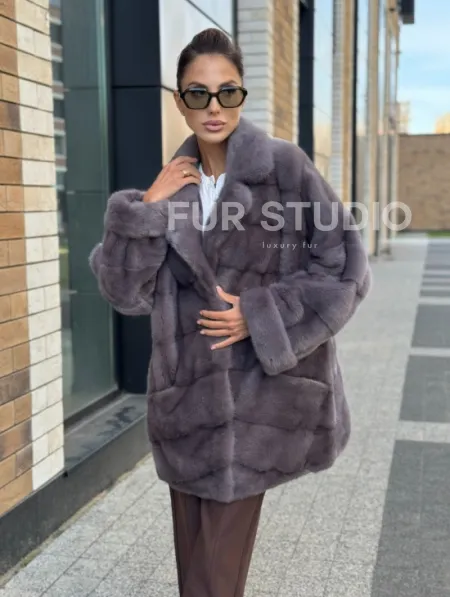 Шуба норковая - жакет лаванда - фото 7