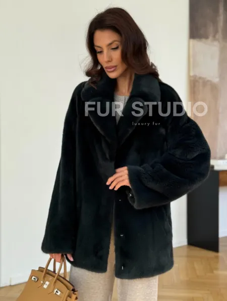 Шуба норковая темно-зеленая - фото 4