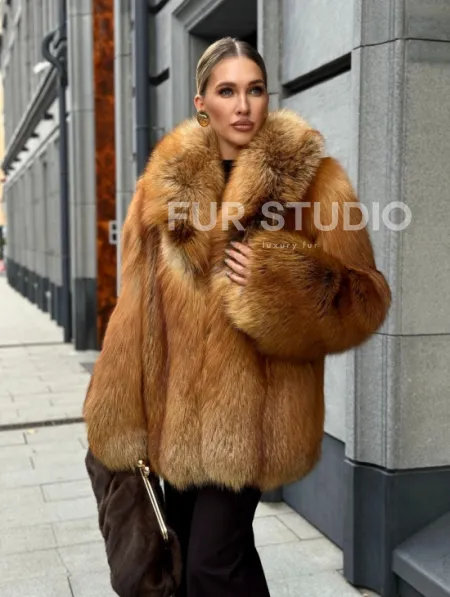 Шуба из лисы - рыжая - фото 12