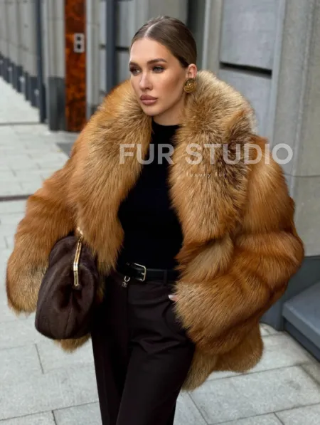 Шуба из лисы - рыжая - фото 1