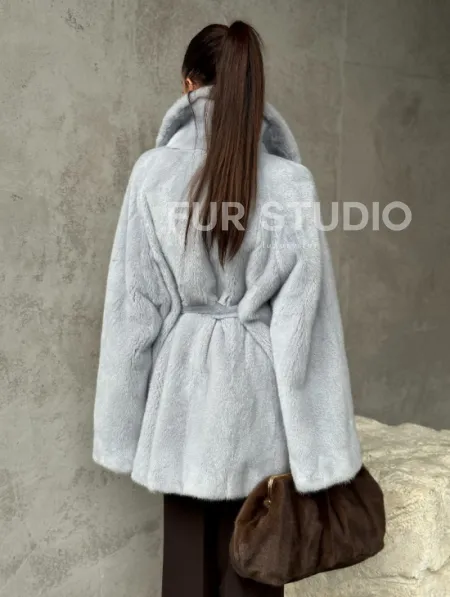 Полушубок из голубой норки - фото 6