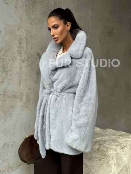 Полушубок из голубой норки - фото 5