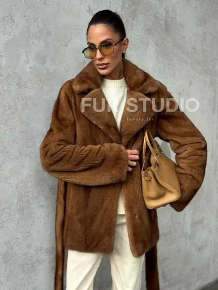 Шуба золотая - норковая - фото 8