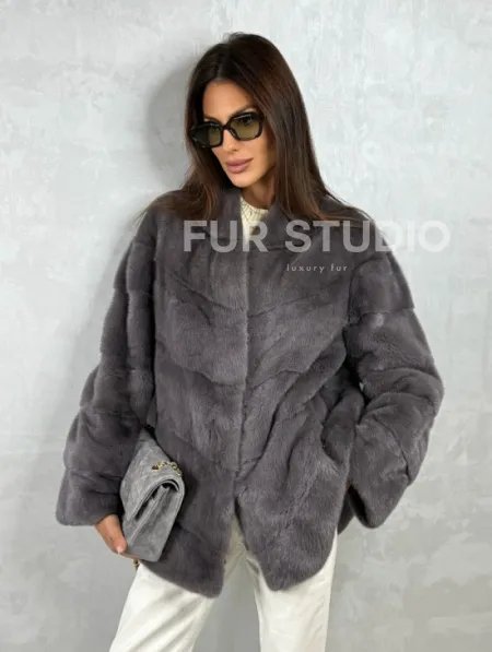 Норковый полушубок - графит - фото 8
