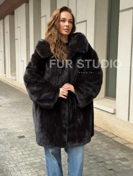 Норковая шуба с капюшоном - фото 5