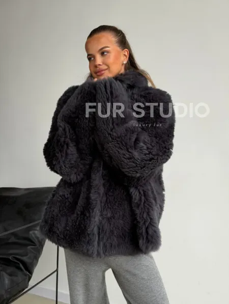 Короткая дубленка из овчины тиградо - фото 10