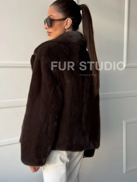 Пиджак норковый - английский воротник - фото 4