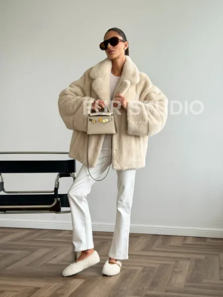 Женский норковый полушубок - фото 12