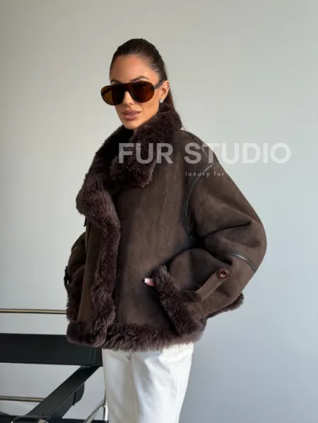 Женская двухсторонняя дубленка - фото 13