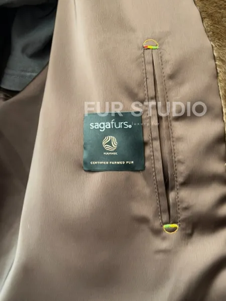 Норка жакет орех V-образный ворот - фото 4