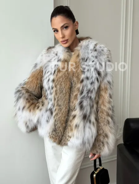 Шуба из натурального меха рыси - фото 10