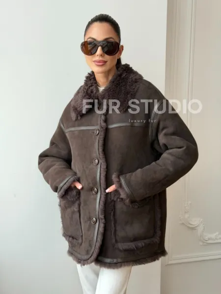 Двухсторонняя дубленка - мех тиградо - фото 13