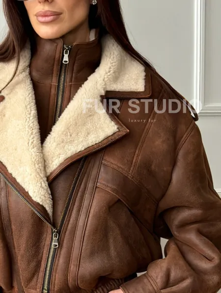 Молодежная куртка - дубленка из овчины - фото 1