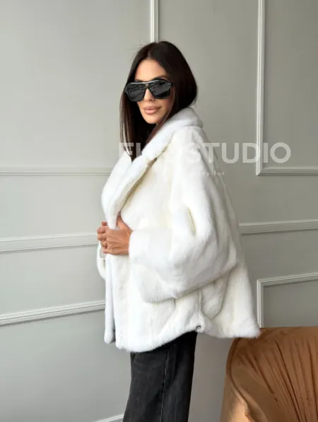 Белая шуба из скандинавской норки - фото 13