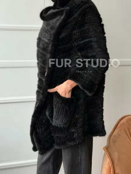 Меховое пальто из вязаной норки - фото 3