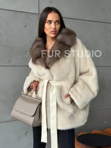 Норковая шуба - куртка с мехом куницы - фото 7