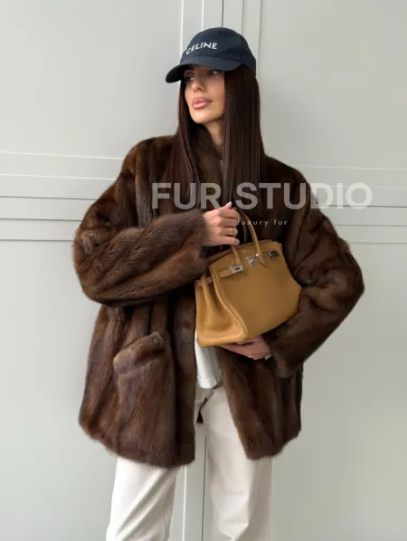 Норковая шуба под куницу (лесная норка) - фото 12