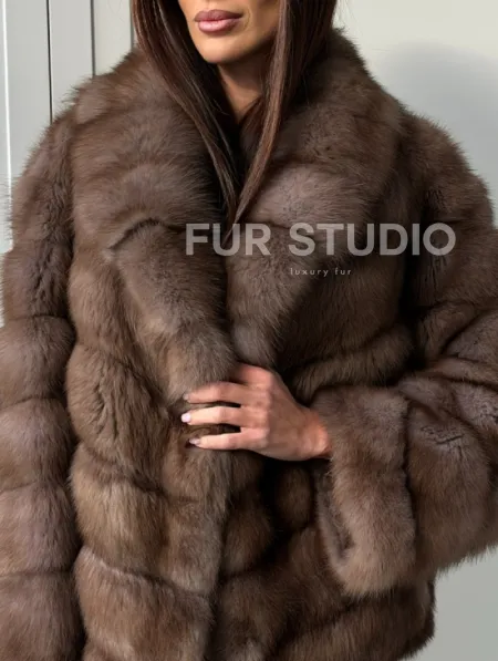 Куртка из куницы - воротник шаль - фото 1