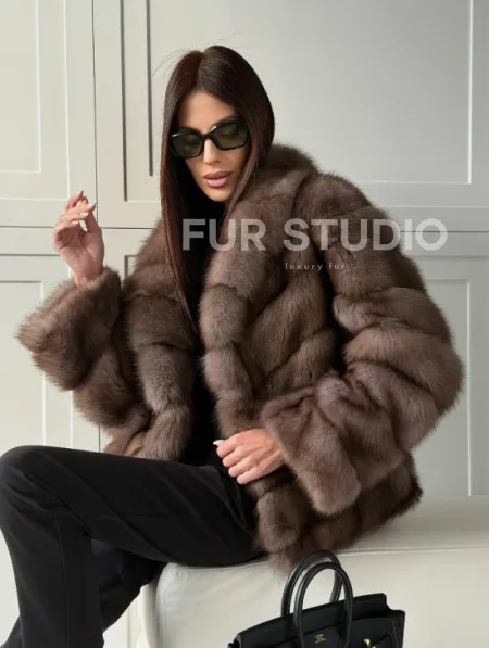 Куртка из куницы - воротник шаль - фото 17