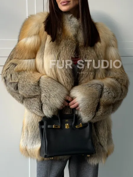 Полушубок из лисы - рукава косички - фото 3