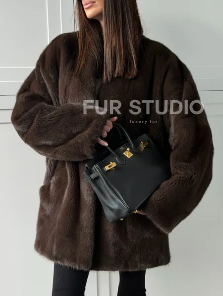 Куртка из норки с V - образным воротом - фото 2