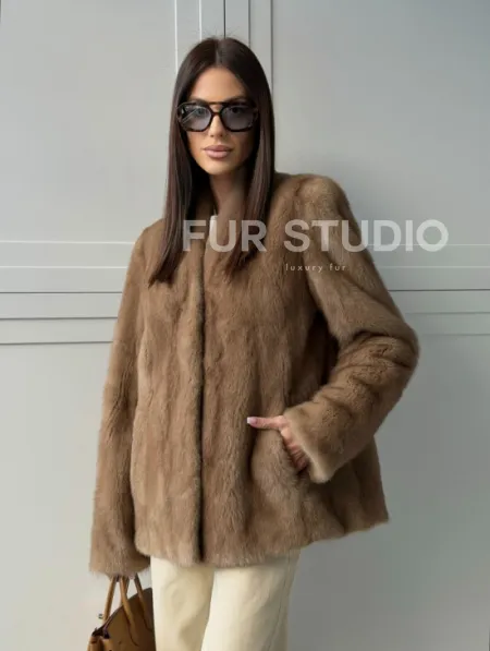 Женский норковый полушубок пастель - фото 13