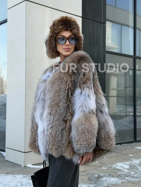 Шуба - летучка из меха рыси - фото 18