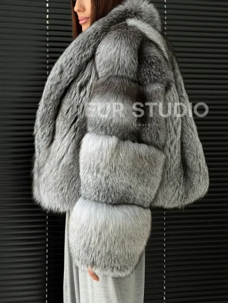 Полушубок - кроп из меха блюфрост - фото 4