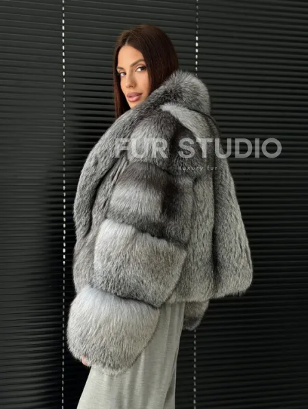 Полушубок - кроп из меха блюфрост - фото 5