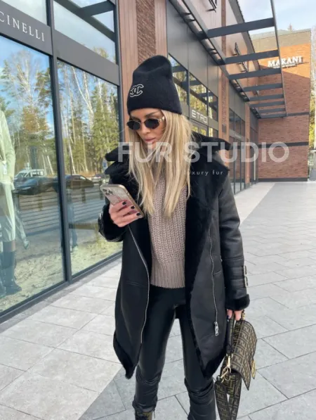 Дубленка авиатор удлиненная - фото 0