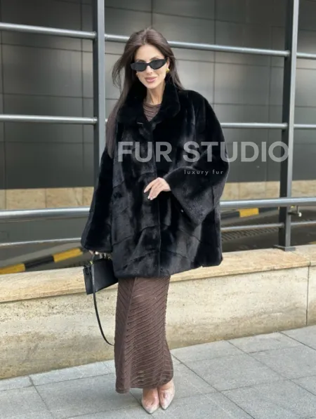 Норка BLACKGLAMA стойка воротник паркет - фото 7