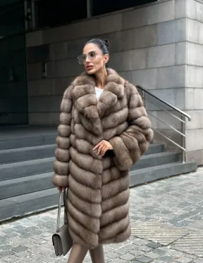 Пальто из меха куницы цвет Tortora - фото 0