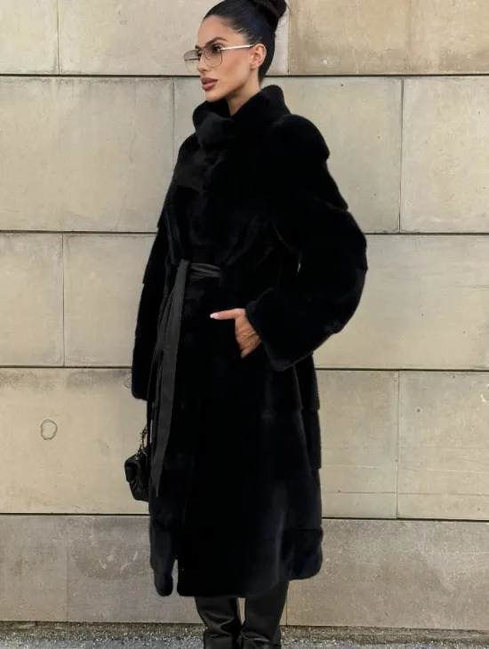 Шуба из скандинавской(плюшевой) норки - стойка воротник - фото 9