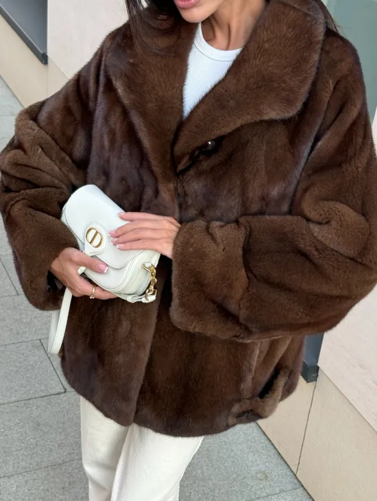 Шуба в натуральном цвете - аукционная норка VELVET - фото 1