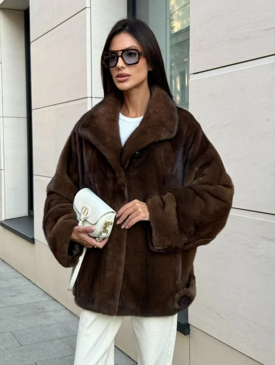 Шуба в натуральном цвете - аукционная норка VELVET - фото 0