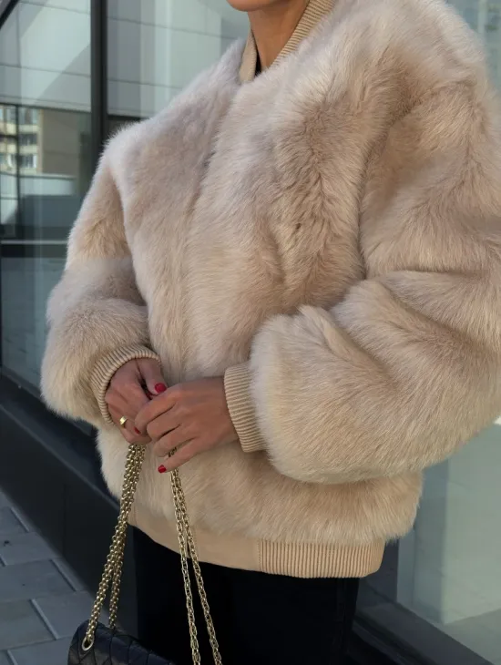 Меховая куртка - бомбер из натурального меха тосканы Турция - фото 3