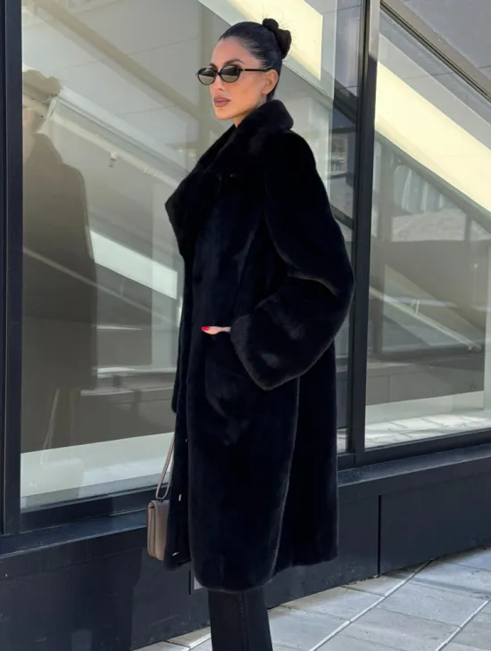 Шуба из аукционного меха норки Kopenhagen Fur, английский воротник - фасон баллон - фото 6