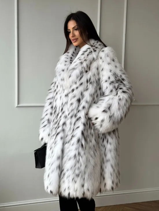 Манто из меха аукционной кристальной лисы (реплика канадской рыси) - фото 7
