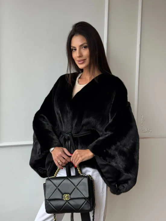 Черная натуральная норковая шуба летучка - фото 8