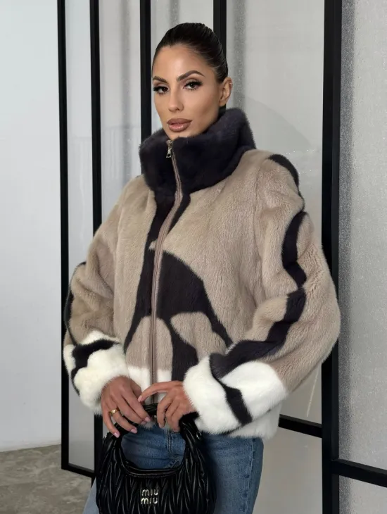 Норковая шуба - бомбер на молнии - фото 9