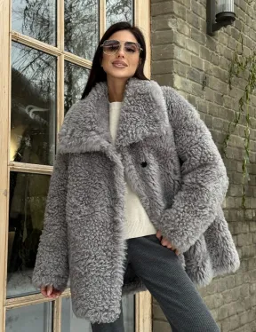 Короткая шубка - дублёнка из овчины - фото 12