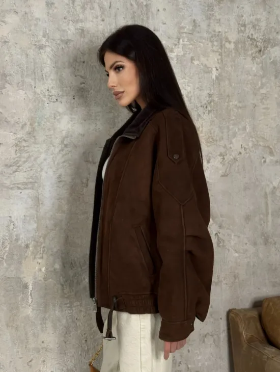 Дубленка - бомбер на молнии из овчины MERINO - фото 4