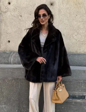 Норковая шуба в цвете махагон - фото 6