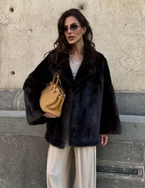 Норковая шуба в цвете махагон - фото 7