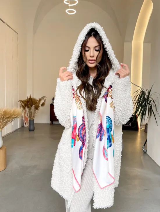 Шуба оверсайз из экомеха с капюшоном - фото 2